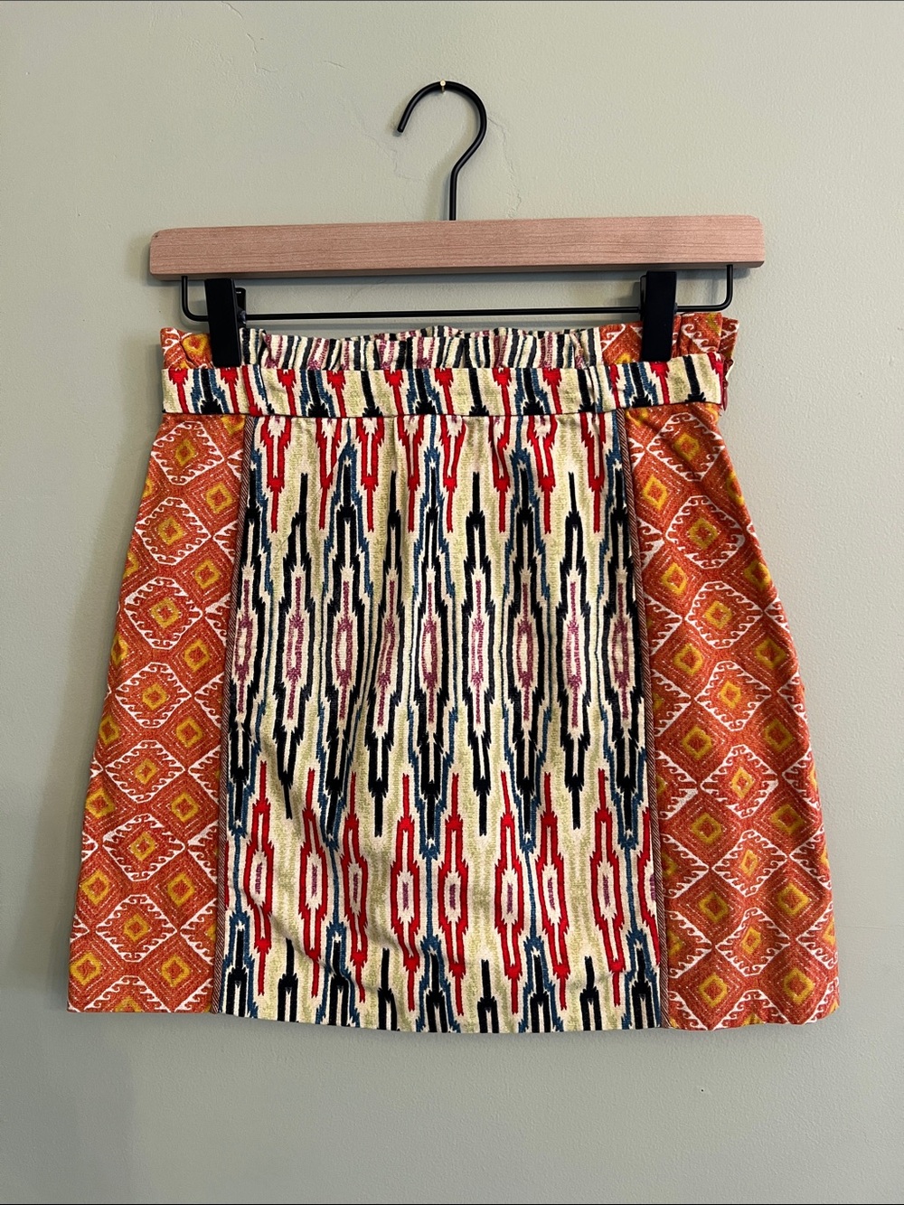 Rachel Roy Mixed Print Mini Skirt in Red, Cream & Orange